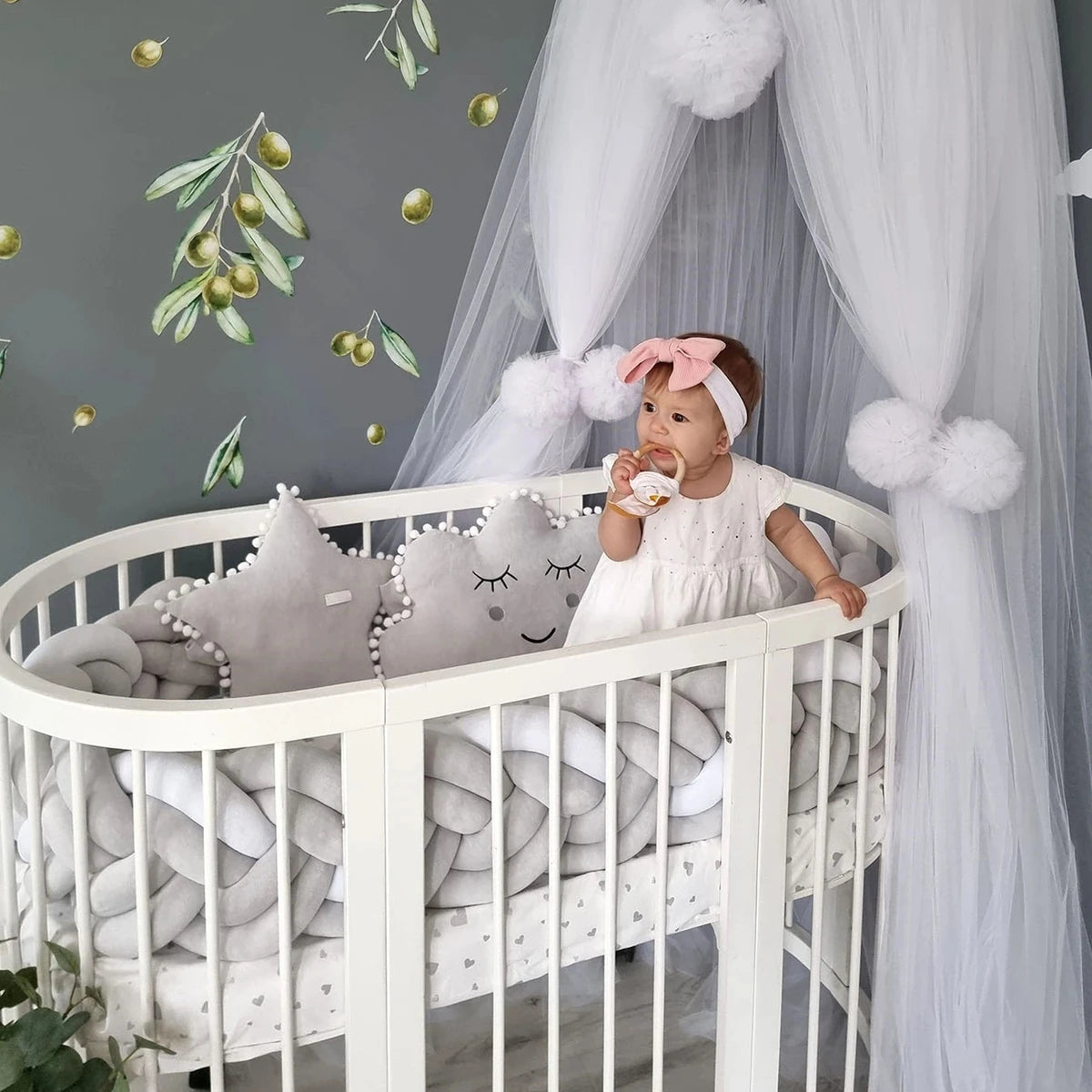 Braided Crib Bumper Bumper for Cot Handmade KariStudio