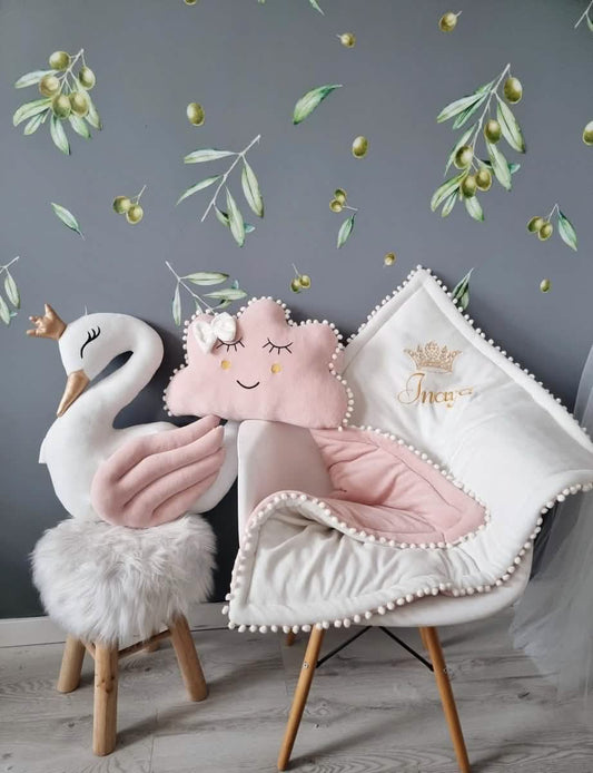 Baby bedding set - pillow swan, cloud, crib baby blanket - KARI studio