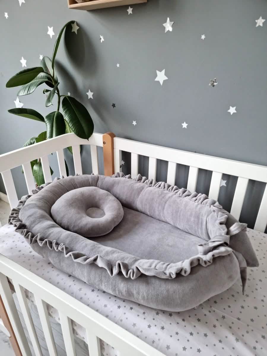 Personalized crib bumper set grey - KariStudio