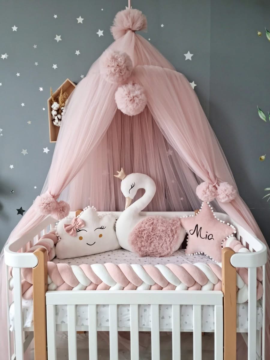 Custom baby crib bedding set with canopy and nest option