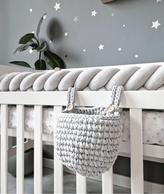 Braided crib bumper light gray 15 cm - KariStudio