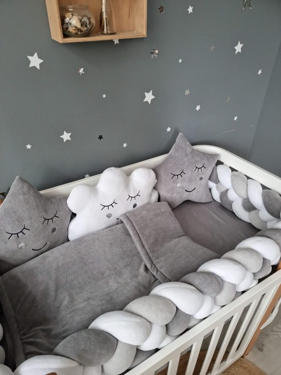 Personalized baby bedding set gray for boy - KariStudio