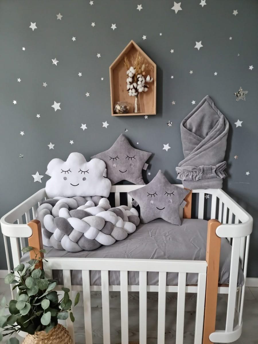 Personalized baby bedding set gray for boy - KariStudio