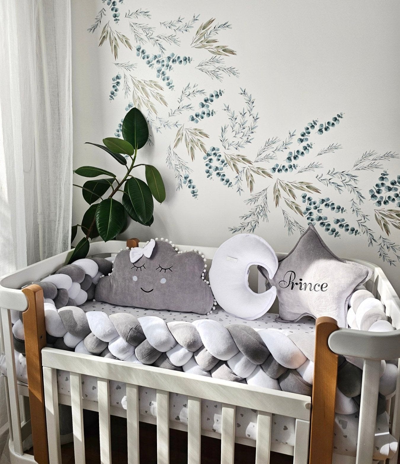 Personalized baby bedding set shades of gray KariStudio