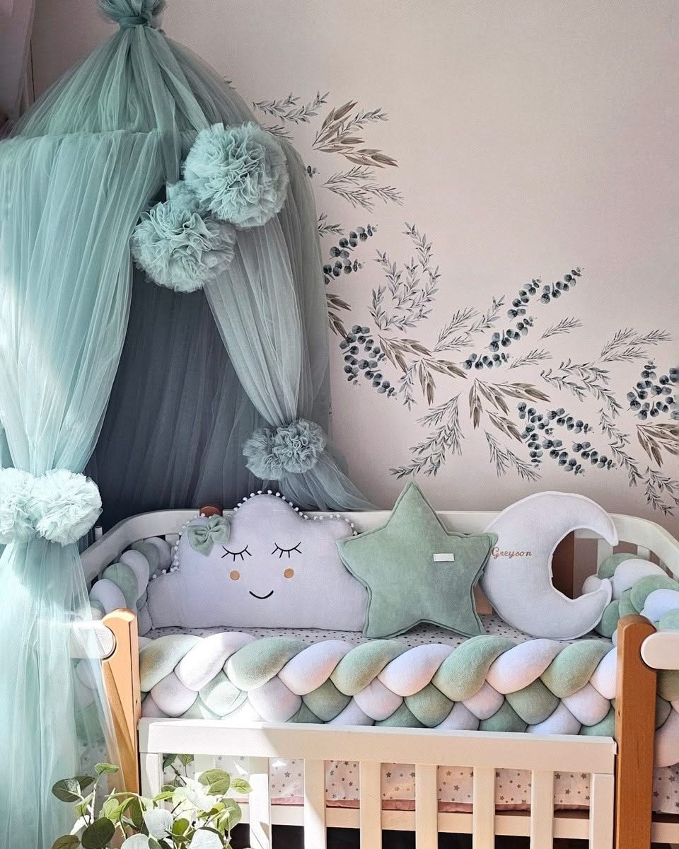 Baby Bedding Set Sage Green - Princess Swan, Star & Seashell Baby Bedding Set Sage Green - Princess Swan, Star & Seashell