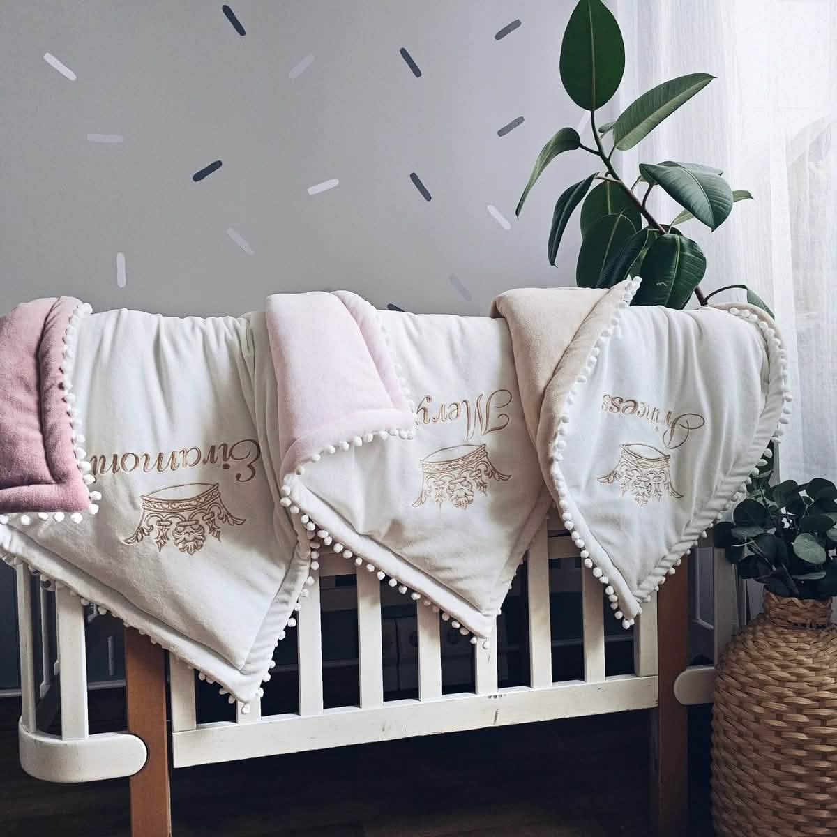 Baby boy bedding crib set with braided crib bumpers. KARI studio