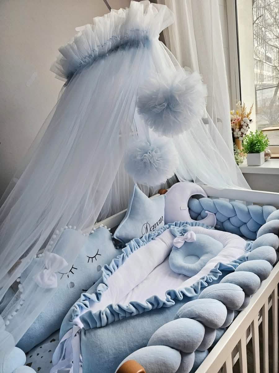 Baby boy bedding crib set. Blue crib bumpers. KARI studio