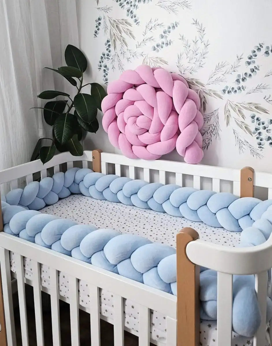 Braided crib bumper for boys or girls 15 cm