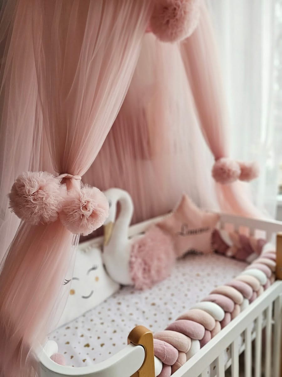 Light blush nursery bedding with hypoallergenic filling