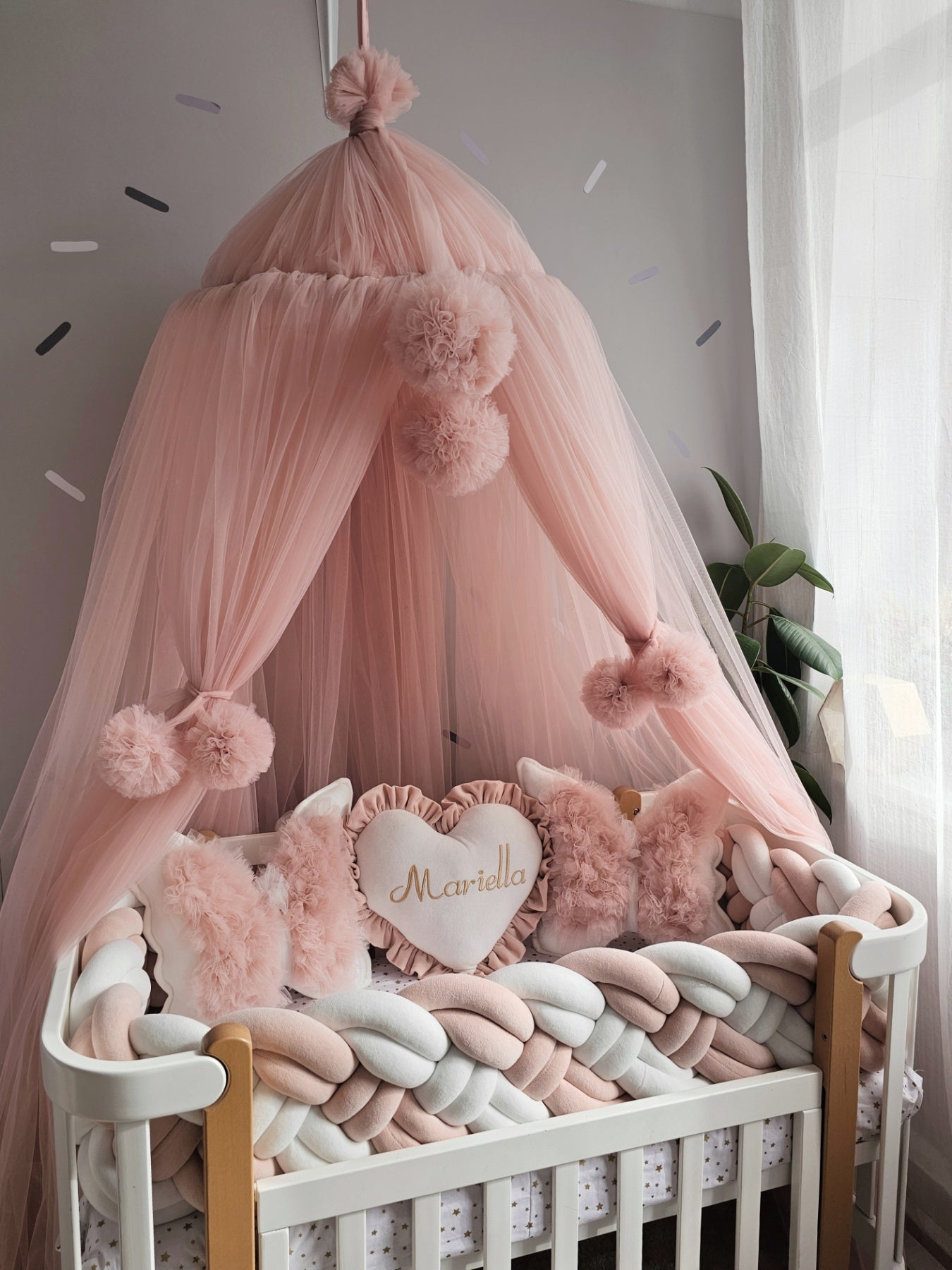 Gorgeous Baby crib bedding set blush for girl. Kari studio