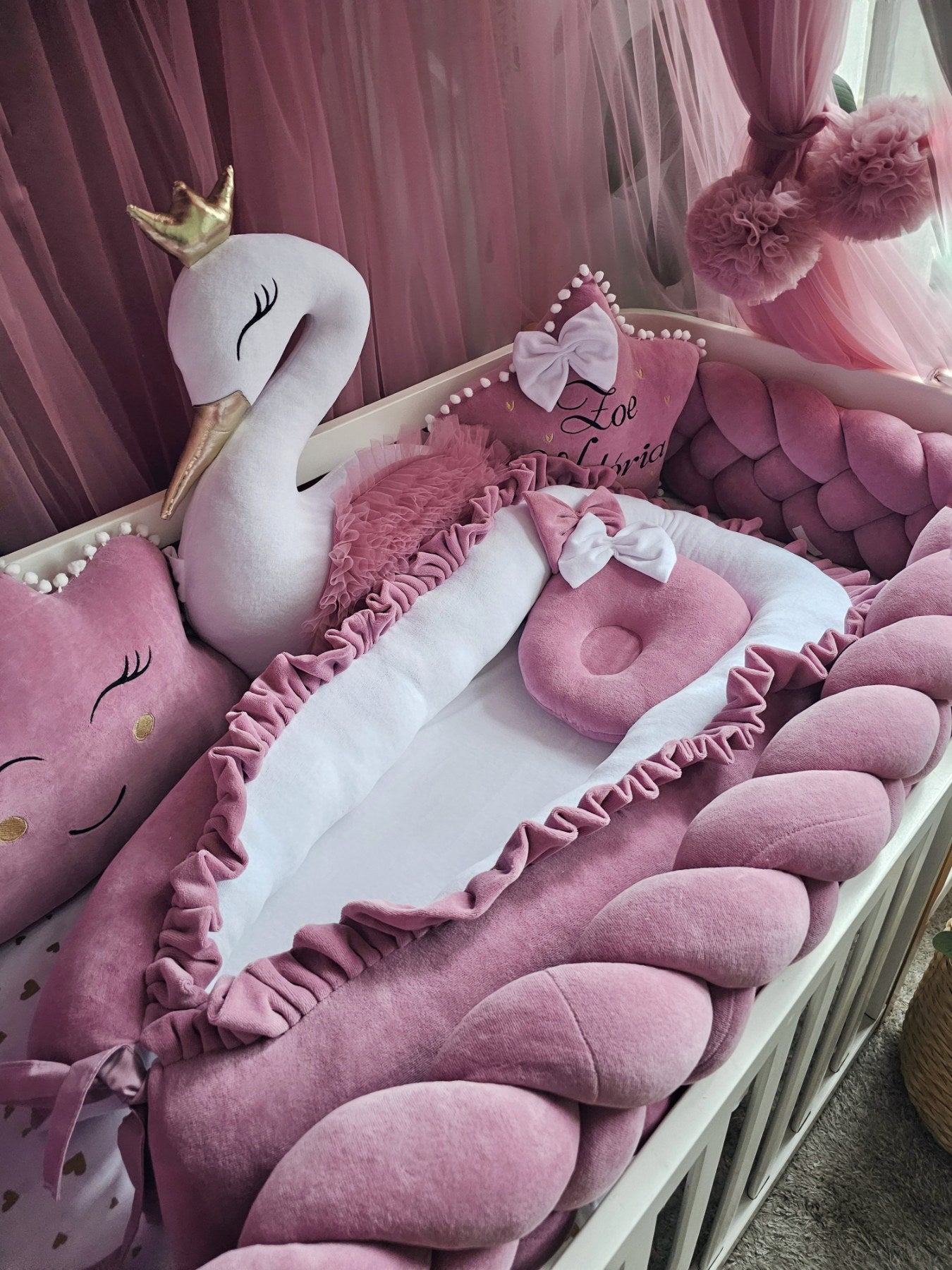 Luxury baby bedding set for girl dry rose. KARI studio