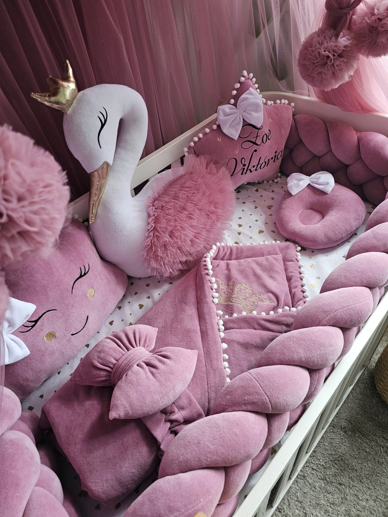Luxury baby bedding set for girl dry rose. KARI studio