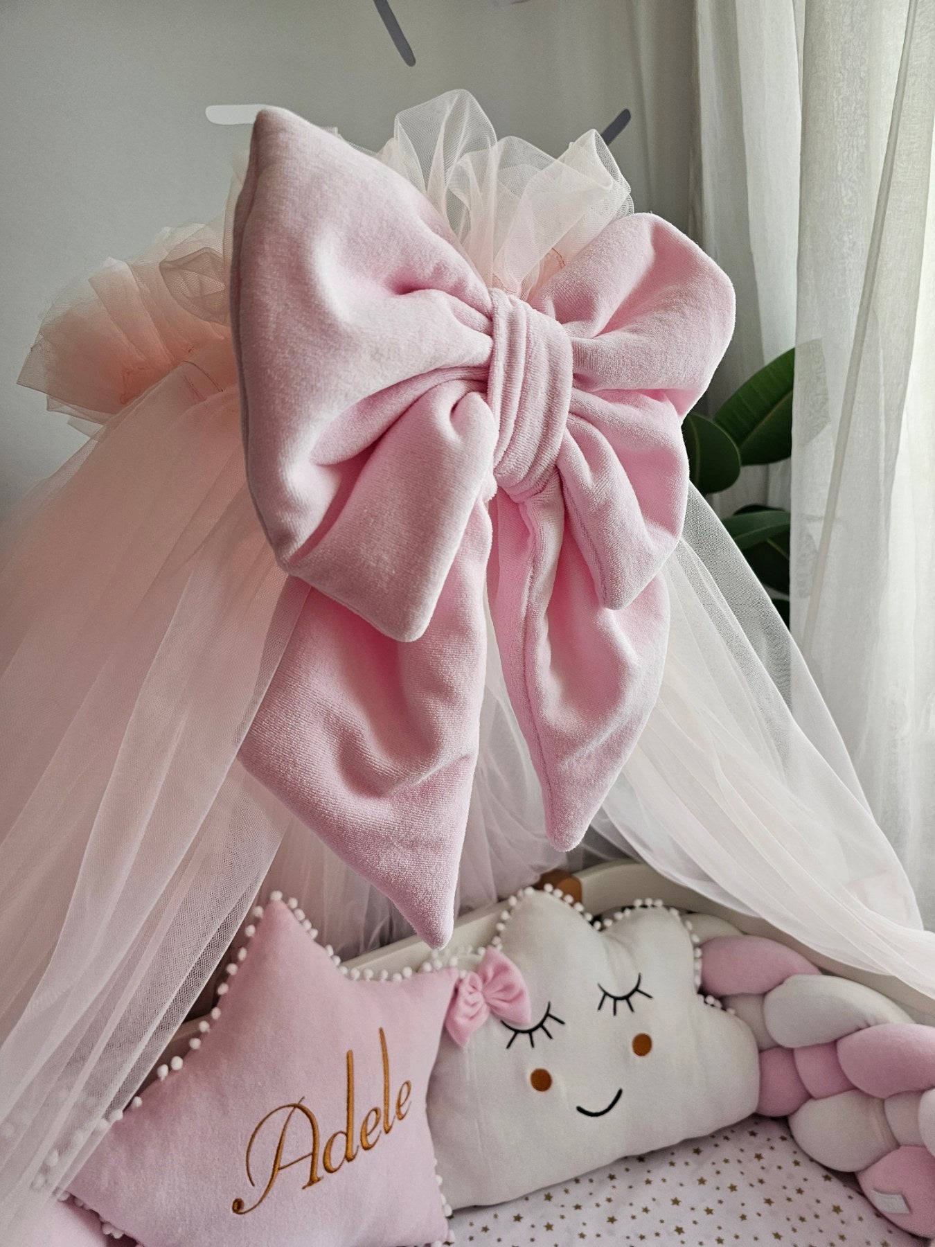 Baby crib bedding set for baby girl in light pink