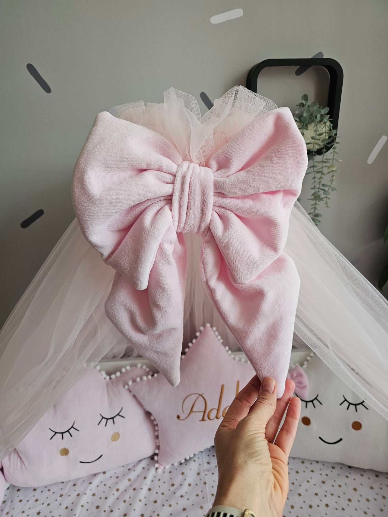 Baby crib bedding set for baby girl in light pink