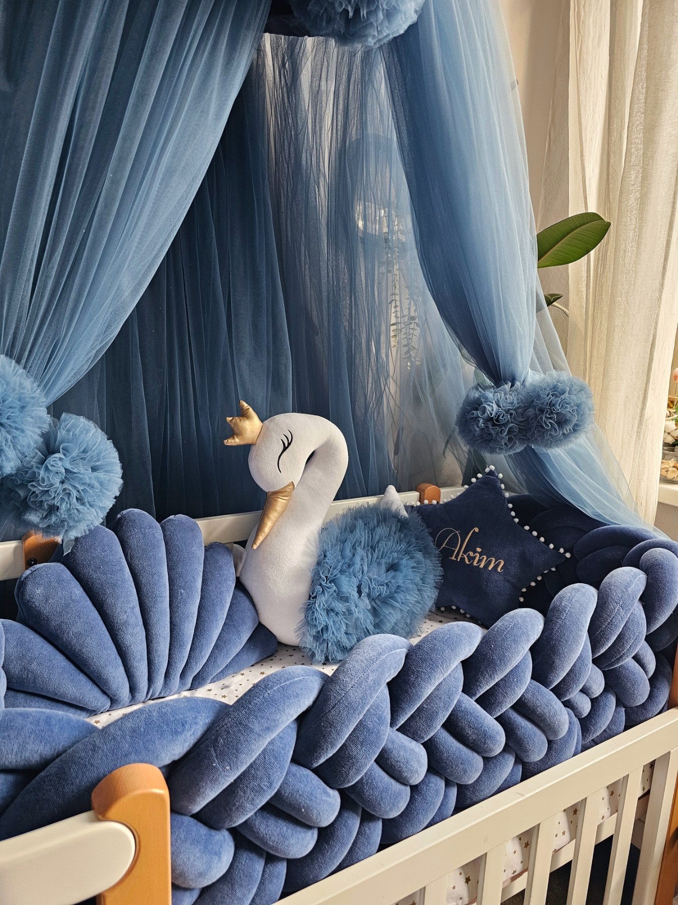 Personalized Baby Bedding Set Navy Blue | Premium Nursery Decor