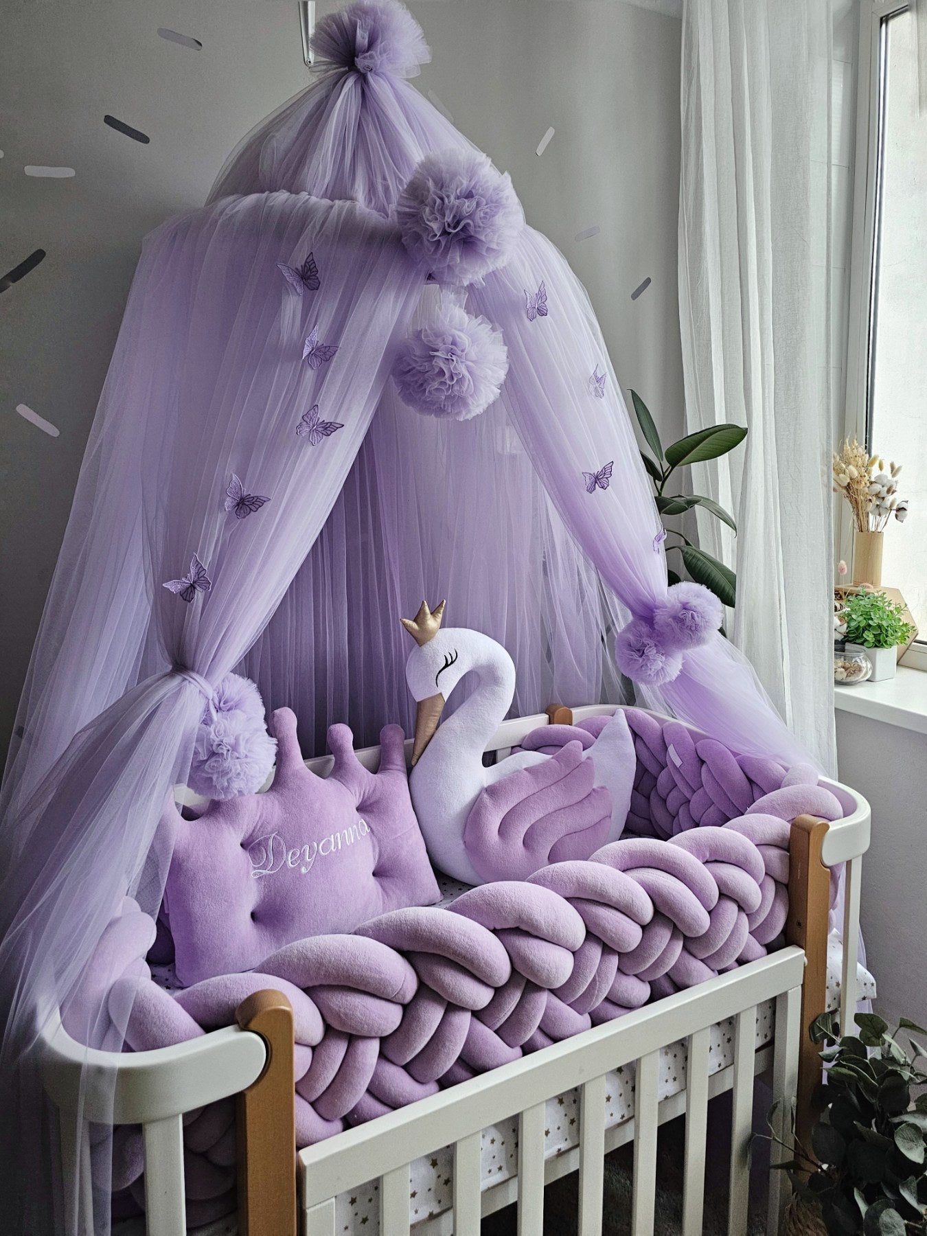Personalized Baby Bedding Set Lavender | Handmade Nursery Decor