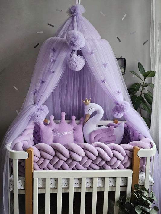 Personalized Baby Bedding Set Lavender | Handmade Nursery Decor