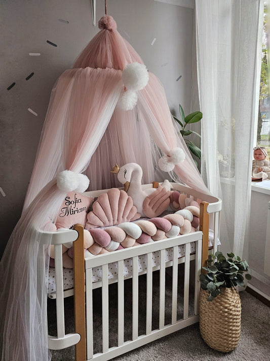 Personalized Baby Bedding Set Blush | Handmade Nursery Decor