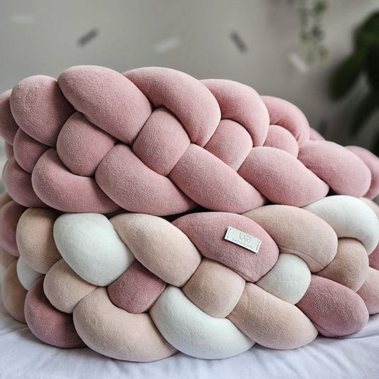 Double braided crib bumper for girl 7.9 inches