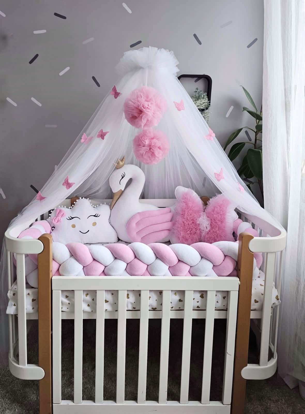 Pink Baby Girl Bedding Set - Princess Swan & Butterfly | KariStudio
