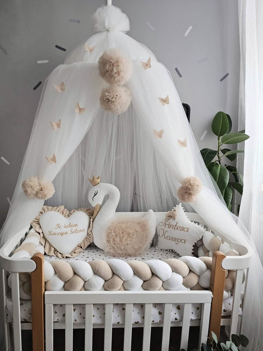 Personalized Baby Bedding Set beige| Handmade Nursery Decor