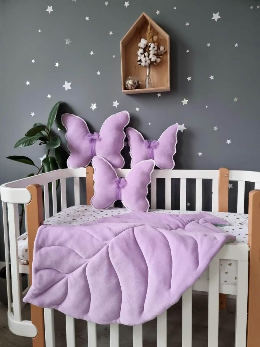 Butterfly pillow blush rose. Nursery decor. Crib pillow - KariStudio