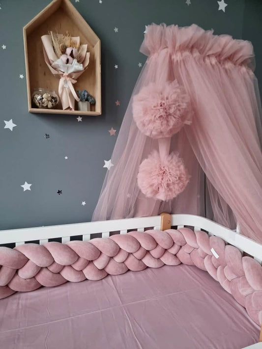 Double braided crib bumper blush rose 20 cm - KariStudio