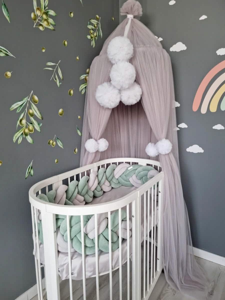 Braided crib bumper blush rose 20 cm - KariStudio