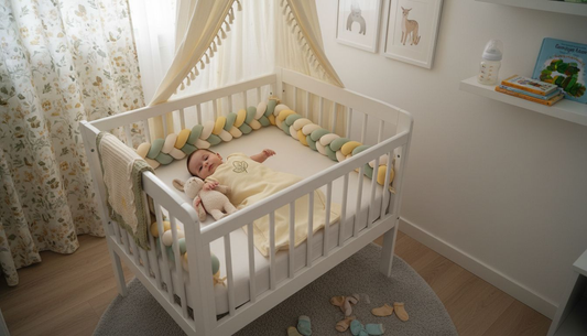 Baby sleeping safely in cozy crib