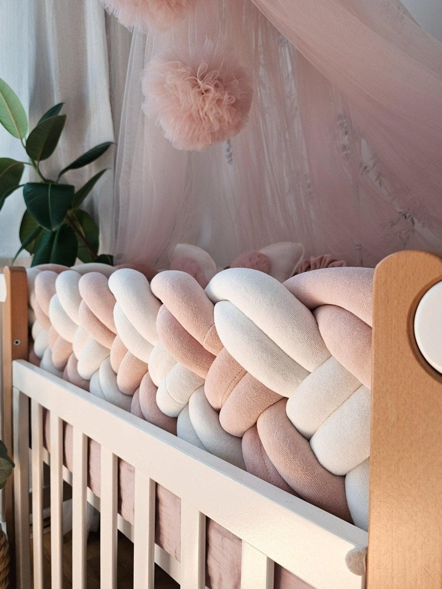 Girl Braided Crib Bumpers - Safe Baby Cot Bumper Pads