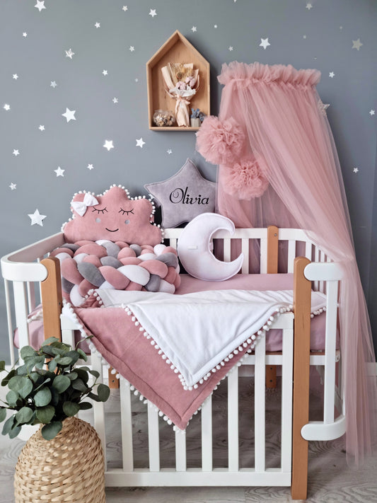 Personalized baby crib bedding set for girl. KARI studio