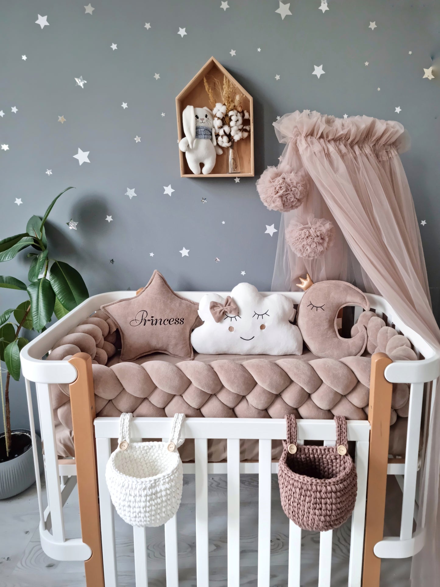 Personalized baby crib bedding set cappuccino with crib paddind. KARI studio