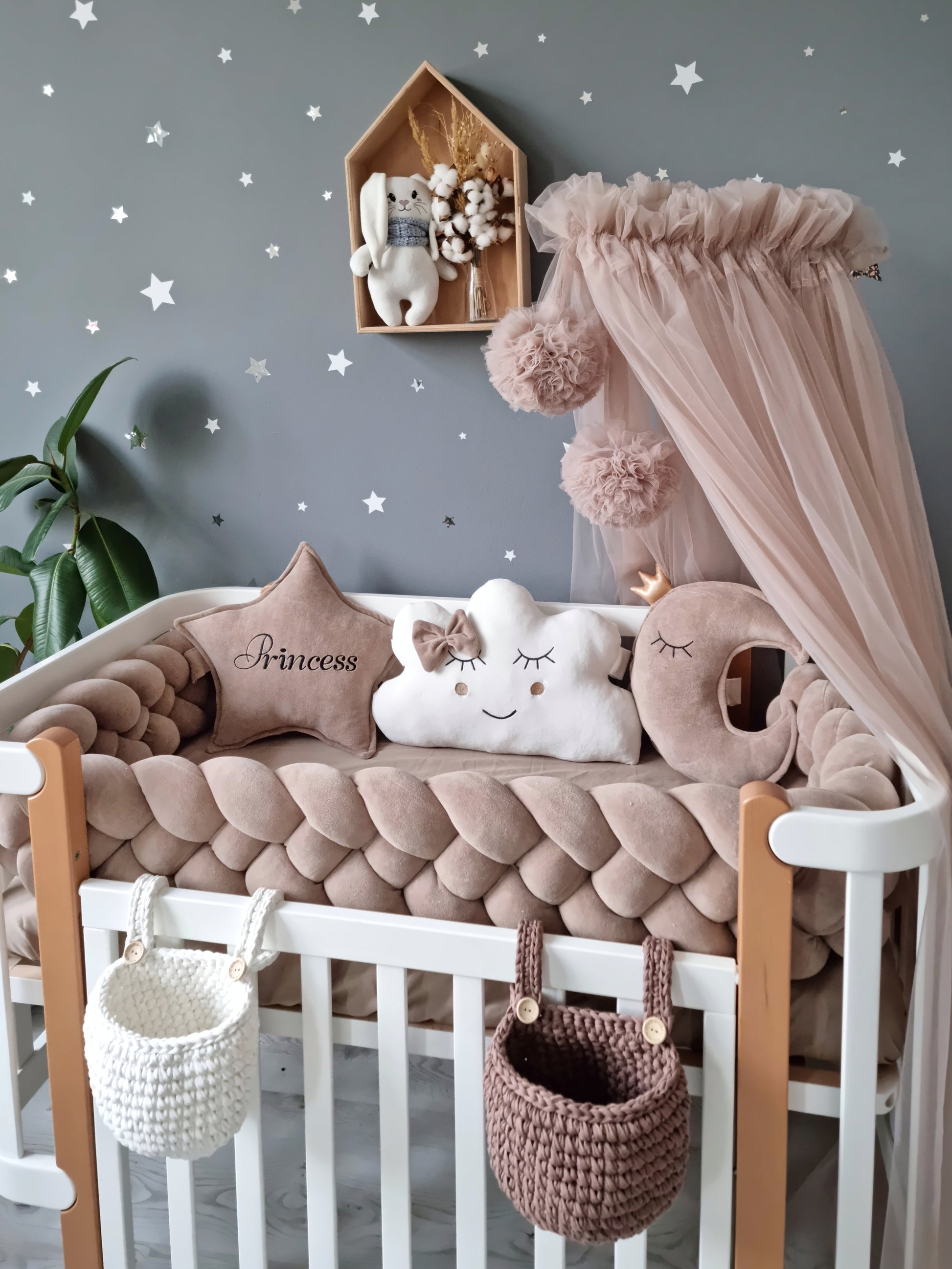 Personalized baby crib bedding set cappuccino with crib paddind. KARI studio