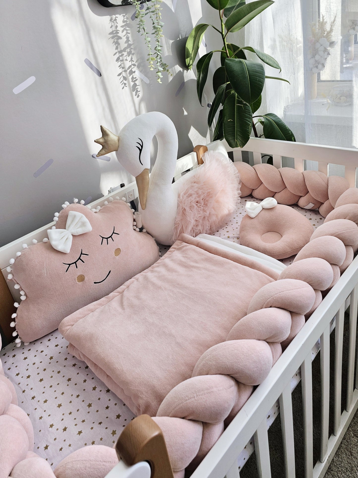 Blush baby crib bedding set for girl. KARI studio