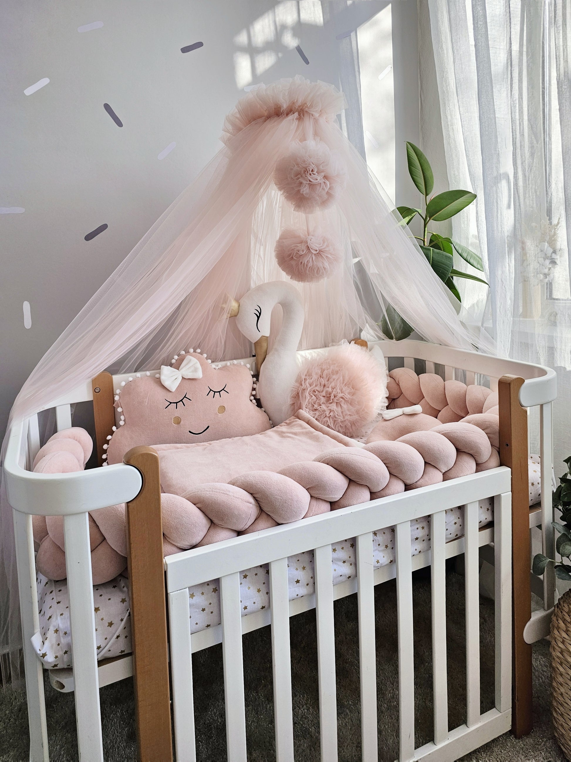 Blush baby crib bedding set for girl. KARI studio