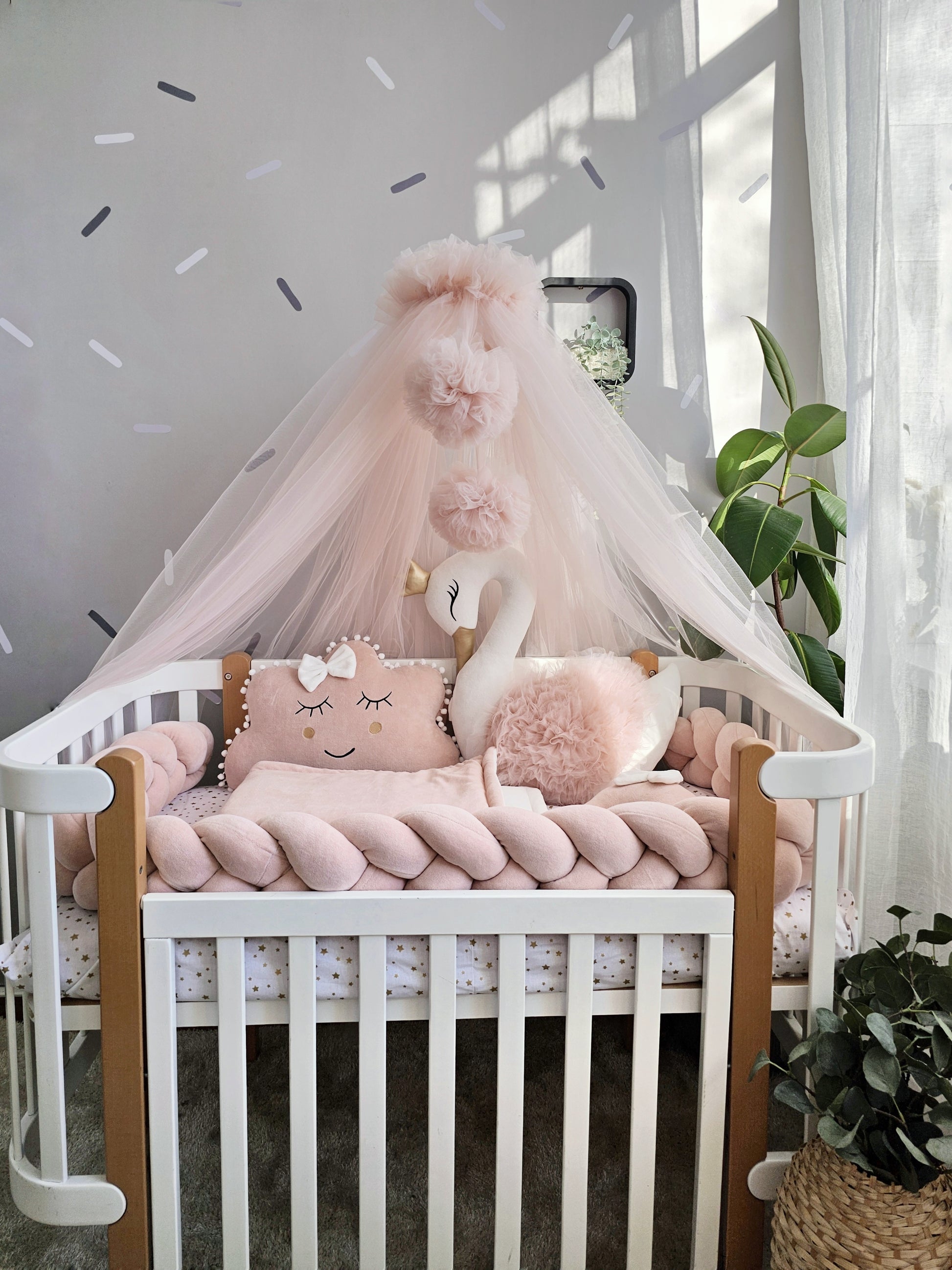 Blush baby crib bedding set for girl. KARI studio