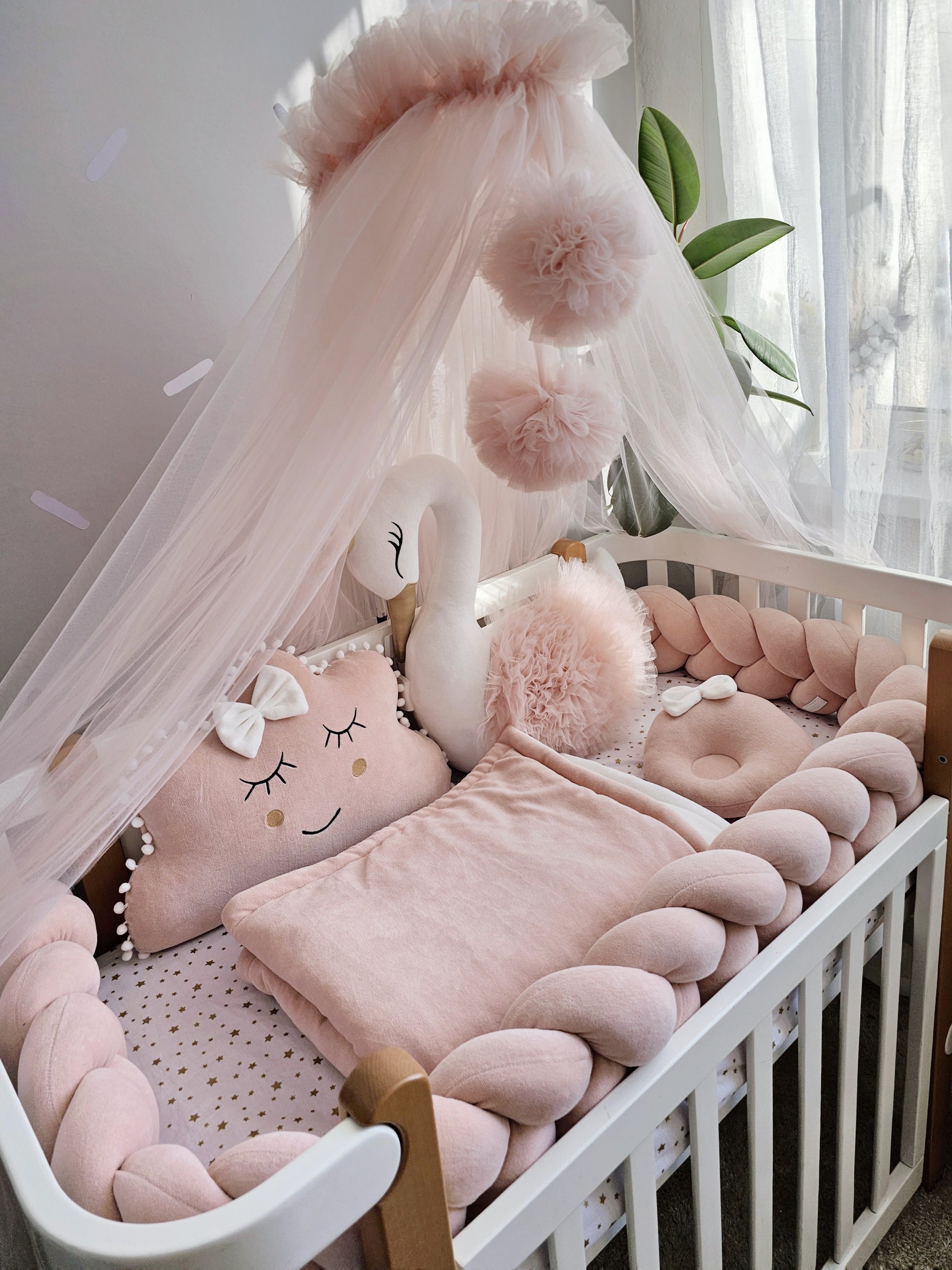 Blush baby crib bedding set for girl. KARI studio