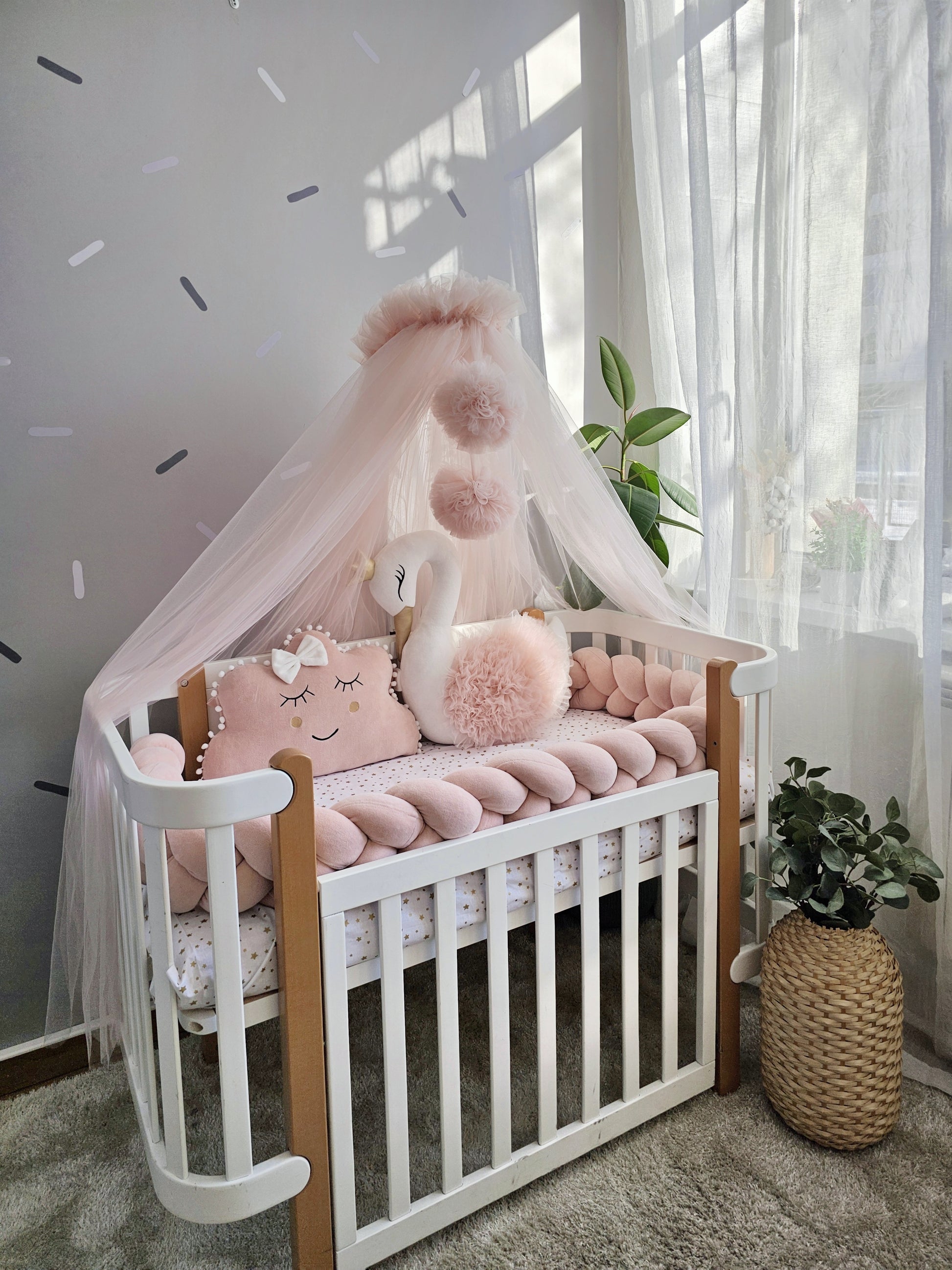 Blush baby crib bedding set for girl. KARI studio