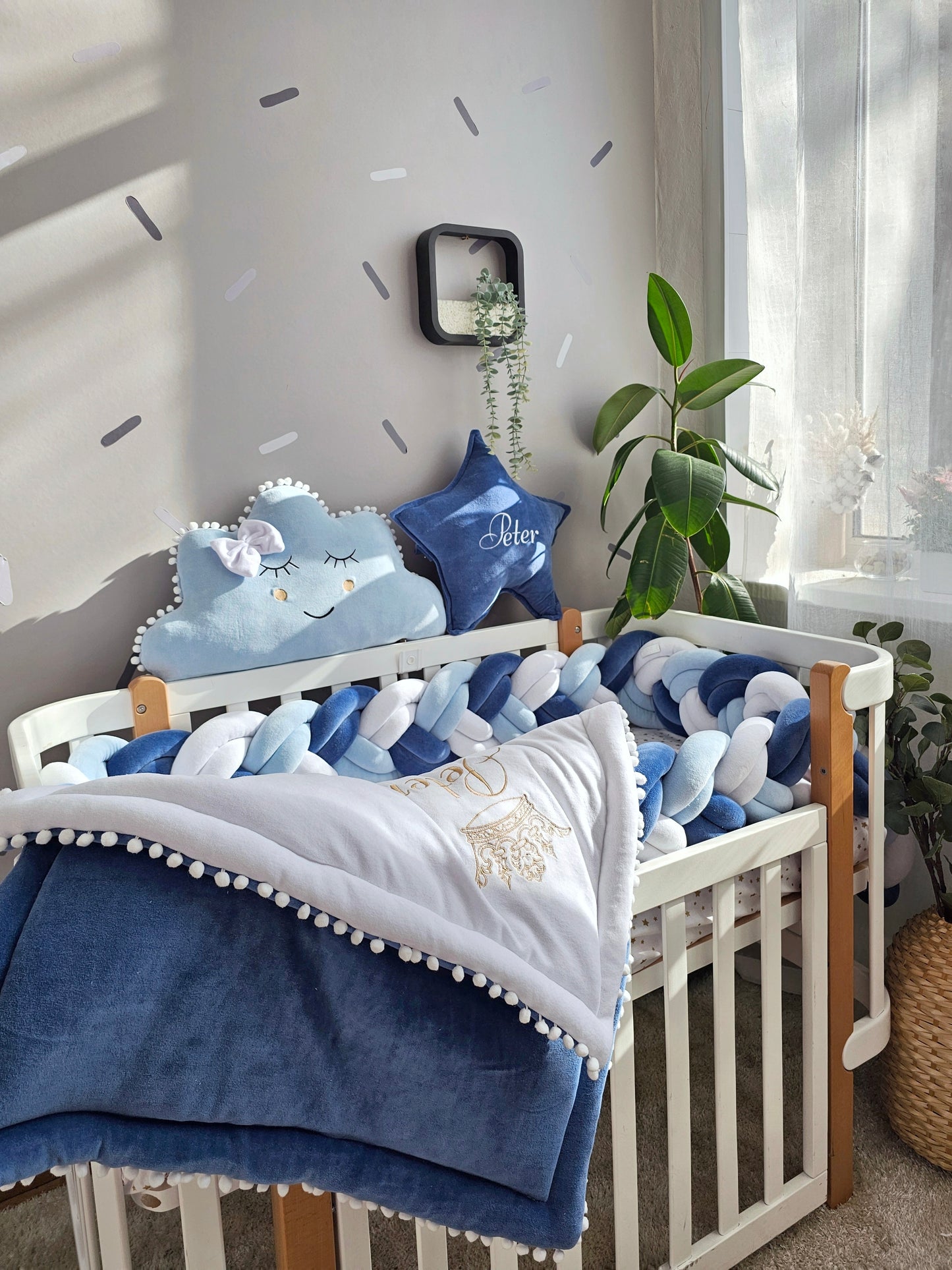 Baby bedding set for boy navi blue. KARI studio