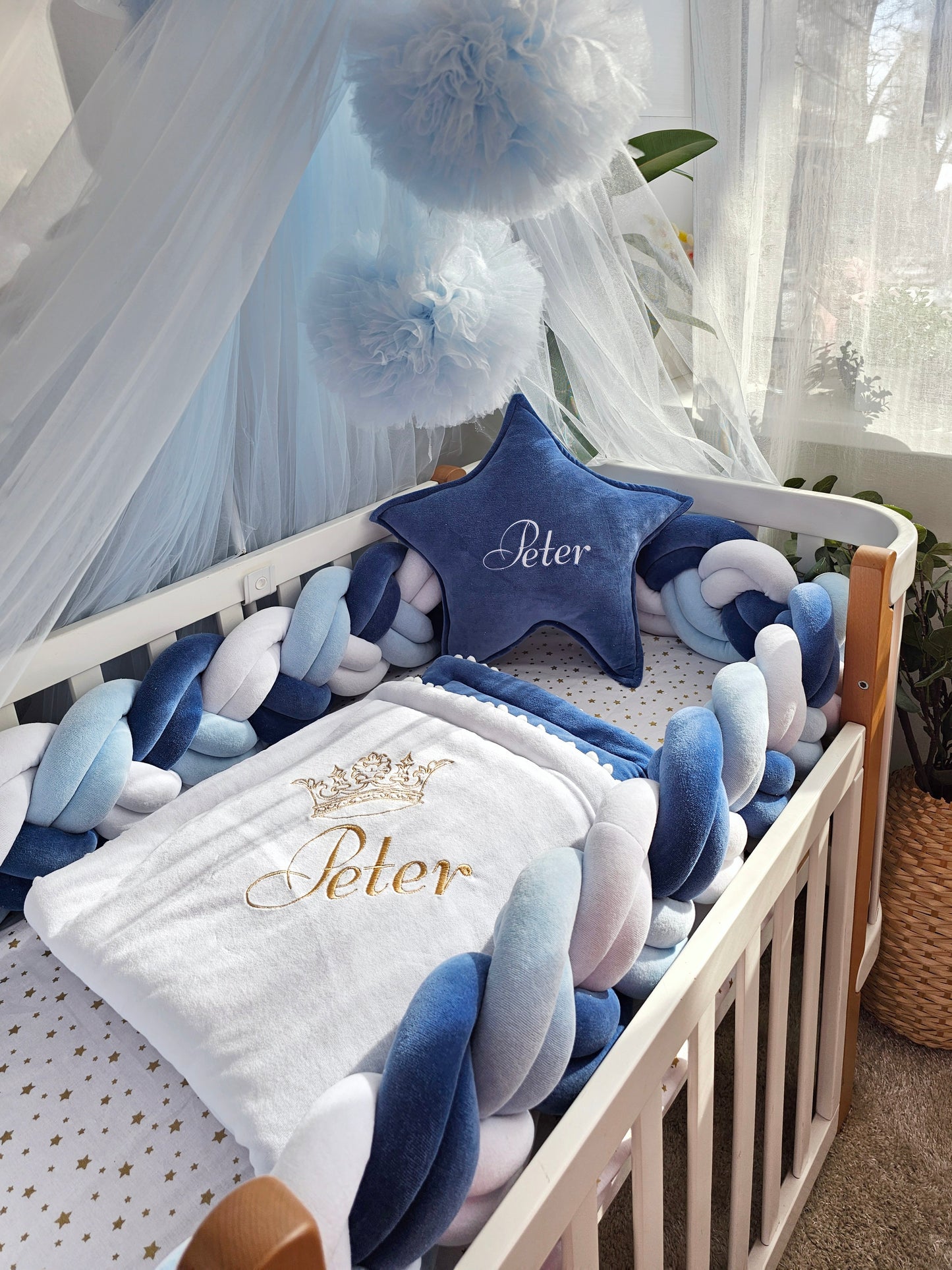 Baby bedding set for boy navi blue. KARI studio