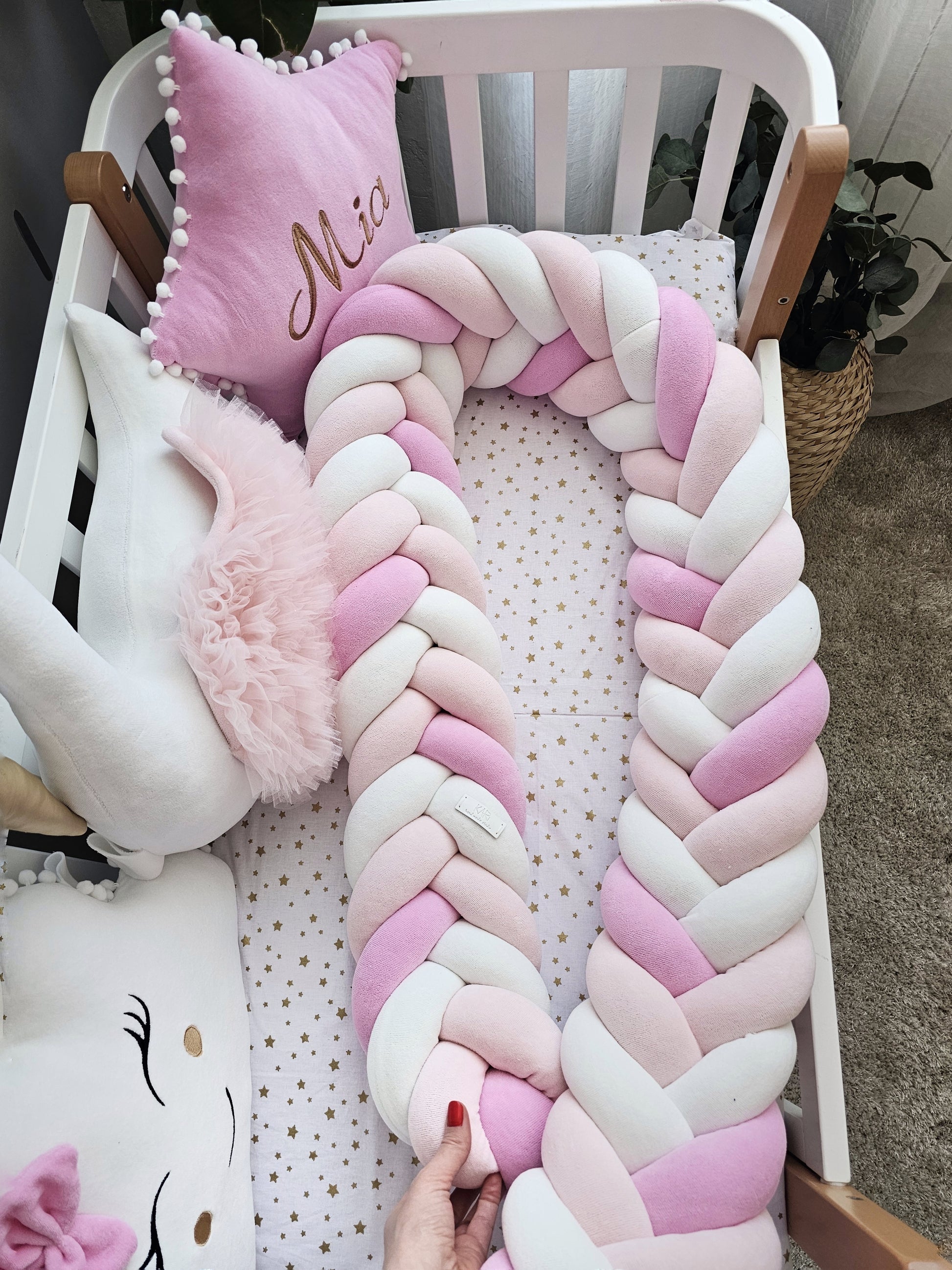 Baby girl crib bedding set pink, light pink, creamy. KARI studio