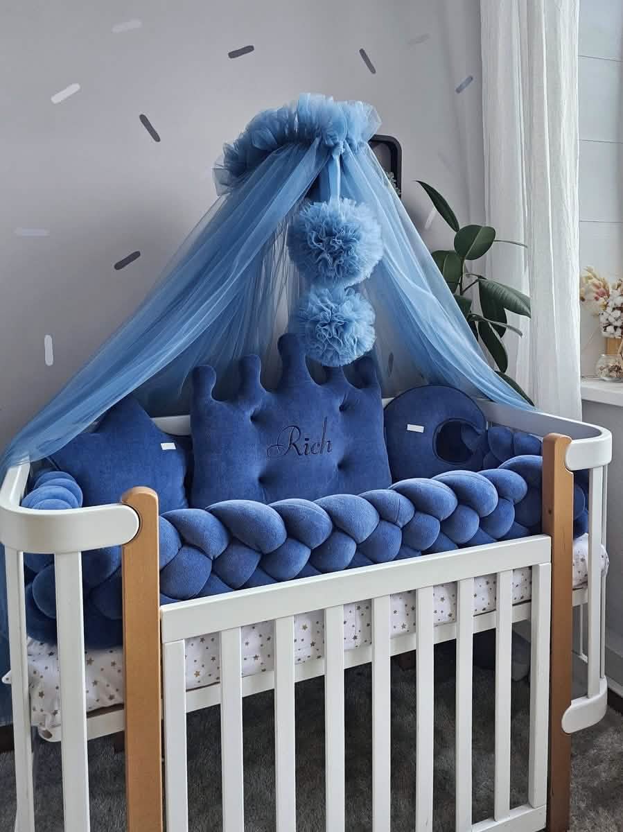 Baby boy crib bedding set royal blue with crib bumpers – KariStudio