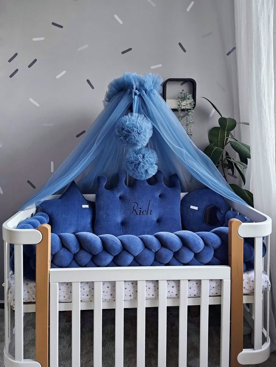 Baby boy crib bedding set royal blue with crib bumpers – KariStudio