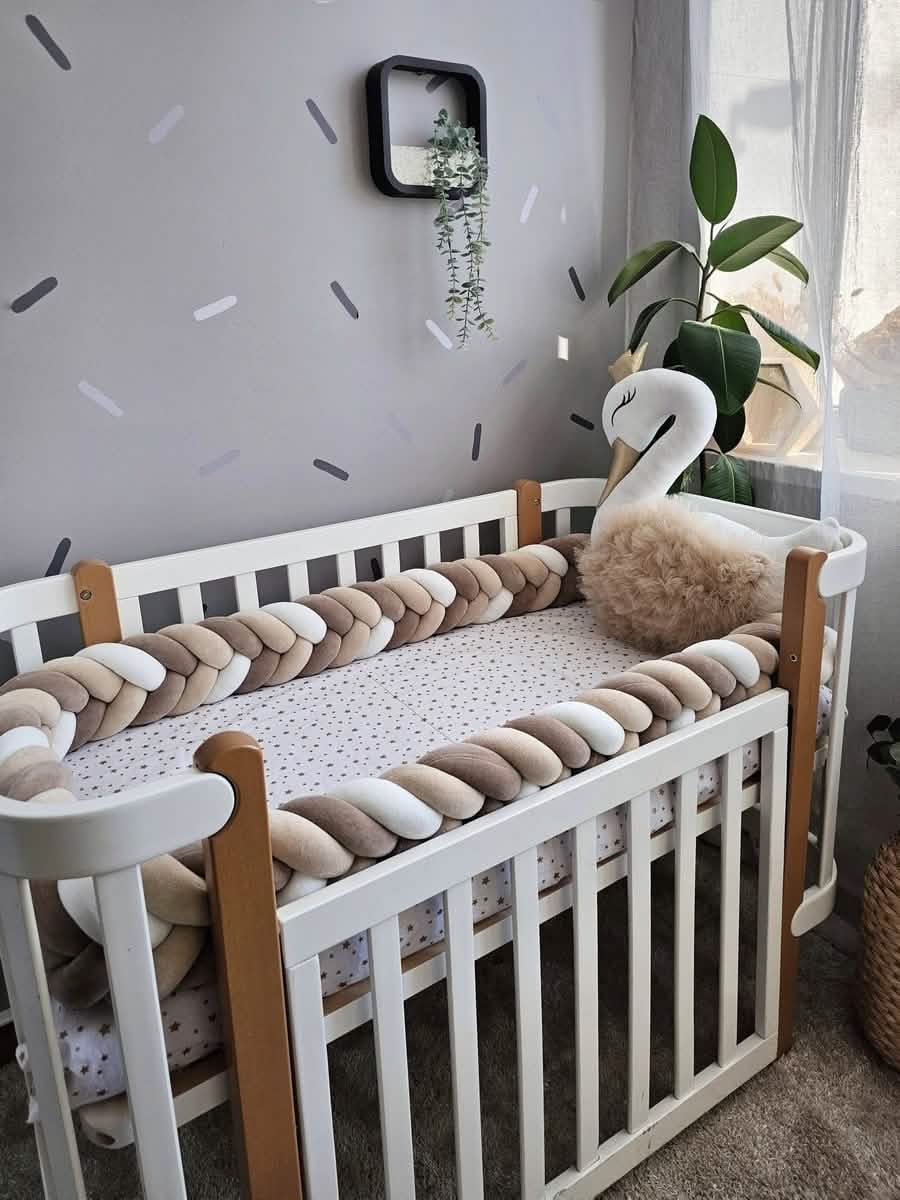 Safe baby bedding crib set with braided crib bumper – KariStudio