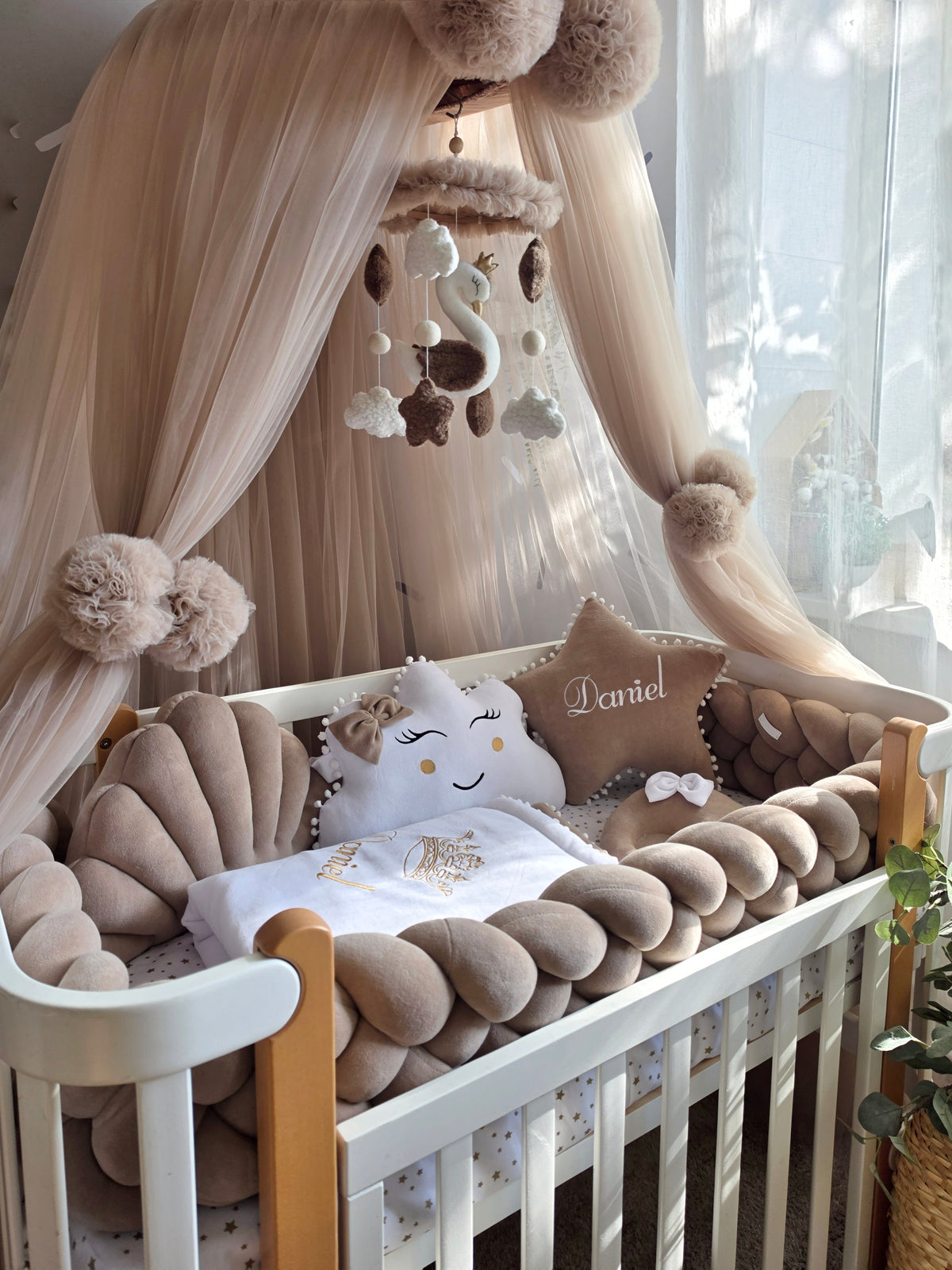 Baby Boy Bedding Set Cappuccino - Personalized Baby Nursery Decor