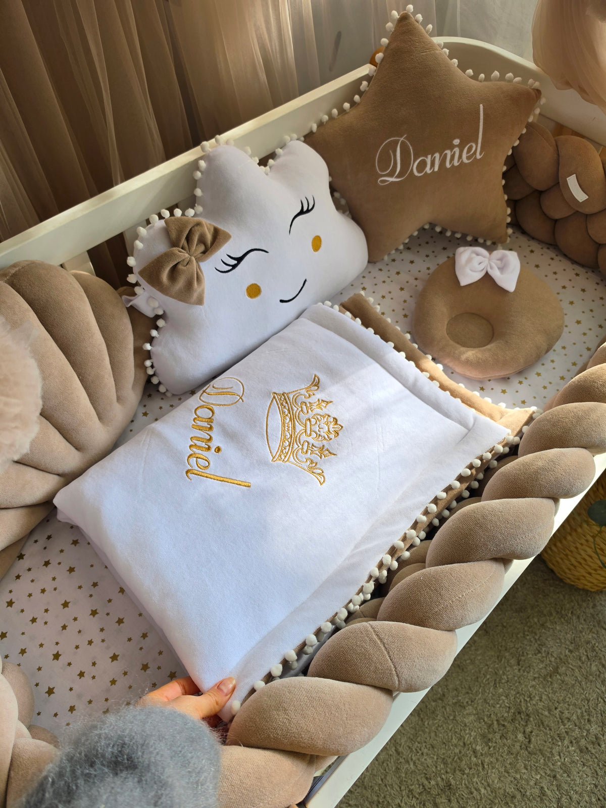 Baby Boy Bedding Set Cappuccino - Personalized Baby Nursery Decor