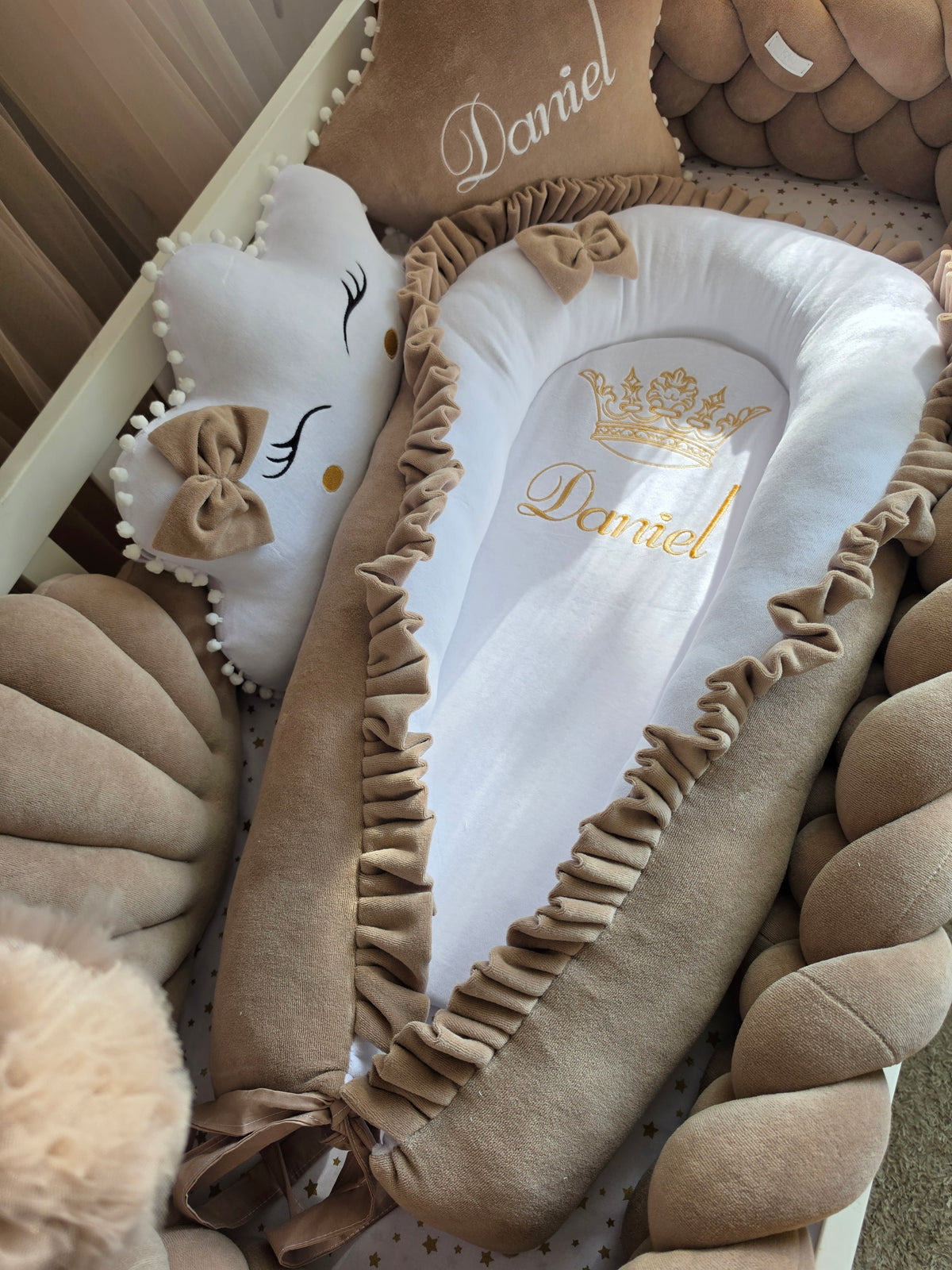Baby Boy Bedding Set Cappuccino - Personalized Baby Nursery Decor