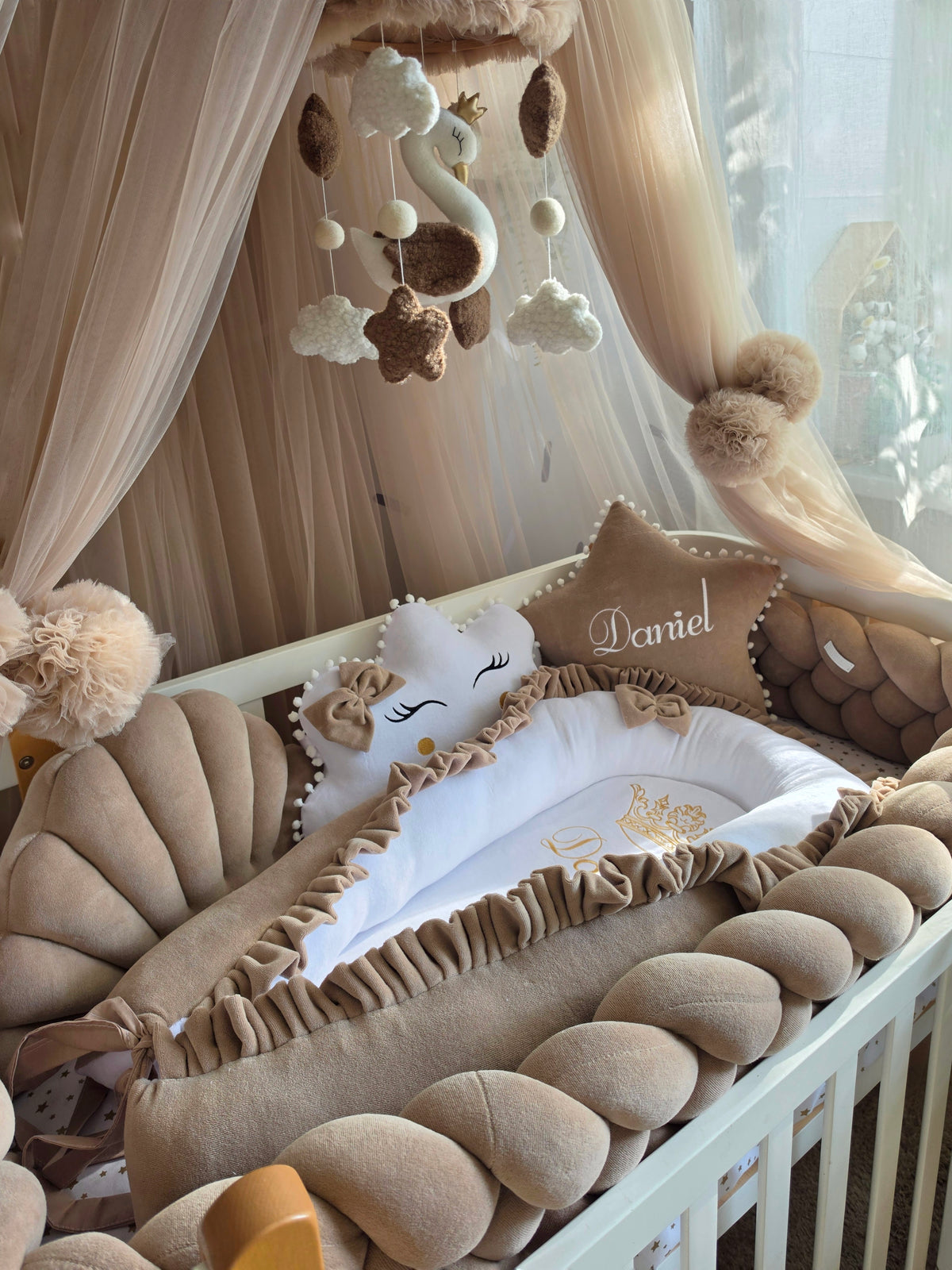 Baby Boy Bedding Set Cappuccino - Personalized Baby Nursery Decor