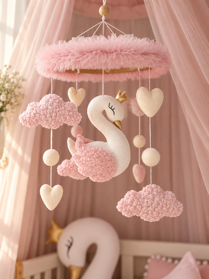 Baby Crib Mobile with Swan | Nursery Mobile