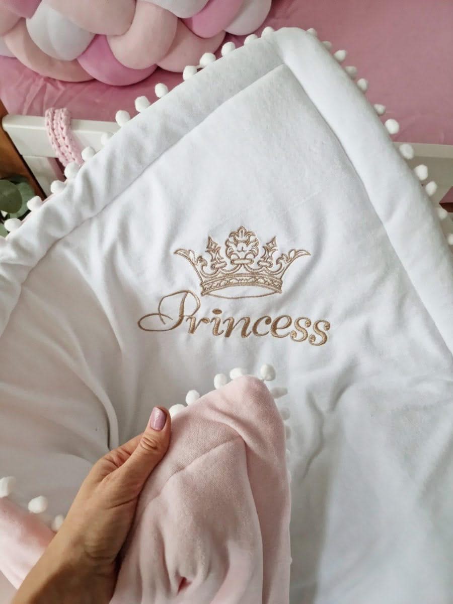 Baby bedding set for girl blush. Braided crib bumper KariStudio